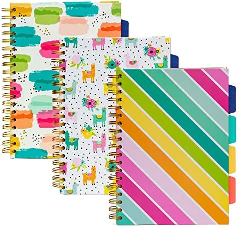 Pukka Pad, Carpe Diem 5-Project Double Spiral Bound Notebook 3-Pack with Repositionable Dividers - 200 Pages of 80GSM Paper with Perforated Edges – Color Wash, B5 10 X 7in