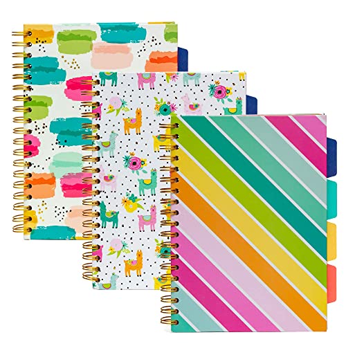 Pukka Pad, Carpe Diem 5-Project Double Spiral Bound Notebook 3-Pack With Repositionable Dividers - 200 Pages Of 80Gsm Paper With Perforated Edges – Color Wash, B5 10 X 7In #TOP3