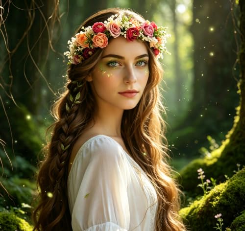 Image of Vivivalue Handmade Adjustable Flower Wreath Headband Halo Floral Crown Garland Headpiece Wedding Festival Party
