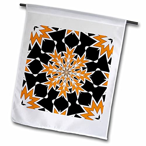 3dRose Bizarre Geometric Orange Black and White Kaleidoscope - Flags (fl_352986_1)