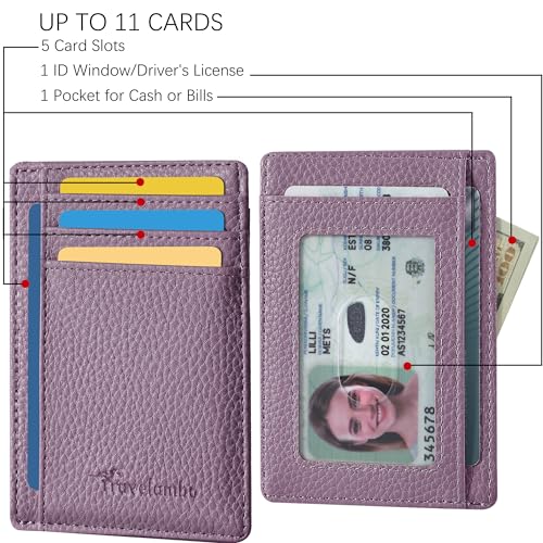 Image of Travelambo Slim Wallet Front Pocket Minimalist Leather RFID Blocking Medium Size