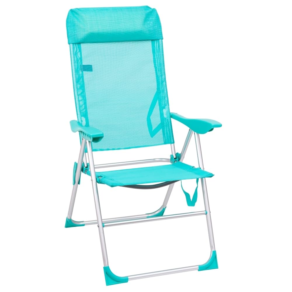 LOLAhome Sillón de Playa Plegable y reclinable de 5 Posiciones de Aluminio y textileno Aguamarina de 63x60x110 cm