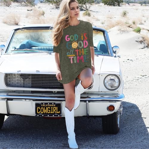 Image of Christian Shirts for Women Oversized God is Good Tshirt Vintage Religious Jesus Tees Inspirational Bible Verse Tops