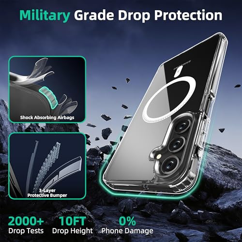 Image of ONES Magnetic for Samsung Galaxy A26 5G Slim Case, Compatible with Magsafe, Military-Grade Drop Guard, Anti-Yellowing, Shockproof Cover for Galaxy A26 5G Scratch-Resistant, Transparent