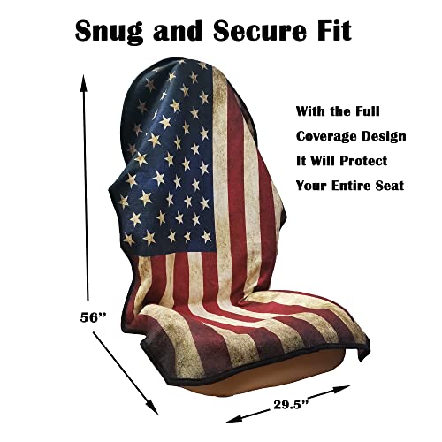 Image of Car Seat Cover Protector Front Seats,for Gym Workout,Running,Swimming,Beach and Hiking,Waterproof Sweat Towel Bucket Seat Covers for Cars SUV Trucks (American Flag, 1Pcs)