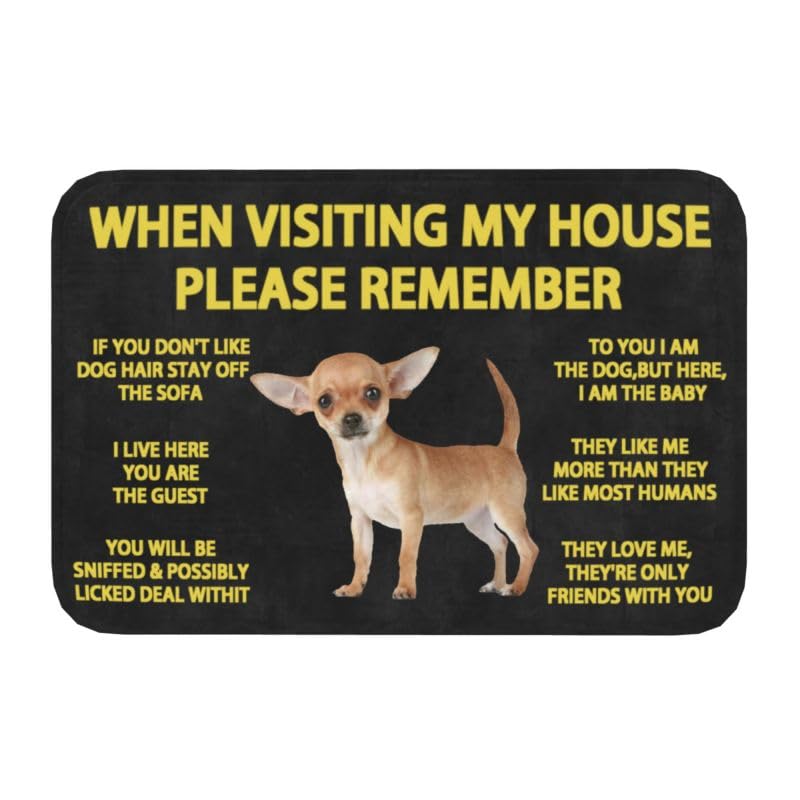 When Visiting My House Please Remember Chihuahua Dogs Indoor Doormat Durable Welcome Front Door Mats Entryway Rugs Non-Slip Absorbent Area Rugs Resist
