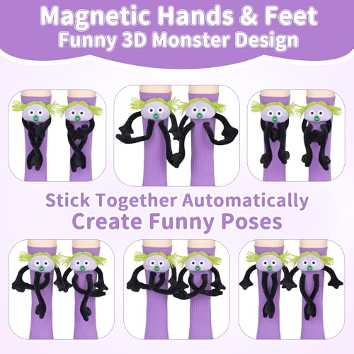 Crazy Socks for Kids - Magnetic Holding Hands 3D Monster Socks Silly Wacky Funny White Elephant Gifts for Kids and Toddler — view 6
