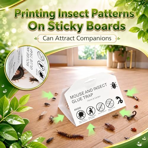 Image of Qualirey 30 Pcs Cricket Traps Indoor, Roach Bug Spider Glue Boards, Printed Insect Sticky Sheets, Foldable Triangle Traps for Kitchen, Bathroom, Basement and Garage, 5.12 x 8.27 Inch(Triangle Style)