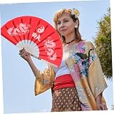 BELLIFFY Chiński Styl Wentylator Taneczny Kung Fu z Czerwonymi Stalowymi Żebrami Przenośny Dekoracyjny Wachlarz Do Występów Scenicznych i Imprezowych