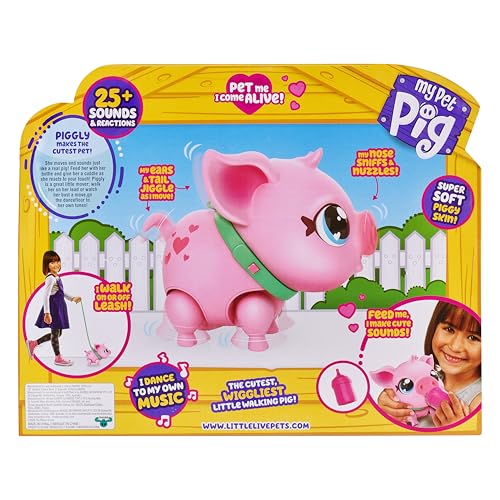 Little Live Pets - My Pet Pig, Soft and Jiggly Interactive Toy Pig That Walks, Dances and Nuzzles. 20+ Sounds & Reactions. Batteries Included. for Kids Ages 4+, Pink