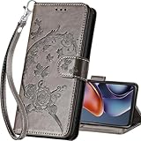 SASYMALY for Motorola Moto G 5G 2025 Wallet case，Flip Folio Cover with Stand Feature for Women Men，PU Leather Phone Case Fit for Motorola Moto G 5G 2026/ G Play 5G 2026 [Gray Flower]