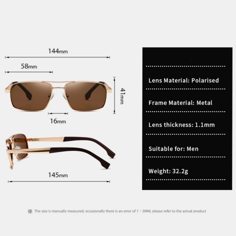 Gafas polarizadas UV400 con montura metálica antideslizante y visera para conducir.