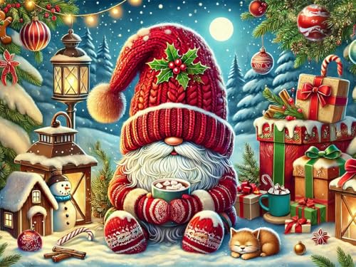 Rompecabezas Springbok Hot Cocoa Season de 500 piezas para adultos y familia con piezas únicas, hecho en USA con materiales ecológicos, incluye póster, tema gnomo navideño miniatura 1
