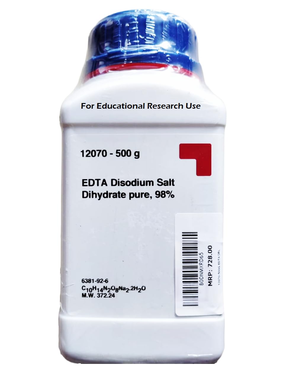 generic SRL EDTA Disodium Salt Dihydrate pure grade, 98%, 500Gm Powder, CAS : 6381-92-6, Molecular Formula: C10H14N2O8Na2.2H2O, Storage: Room Temperature, Shelf Life: 60 Months for laboratory use-picture-23
