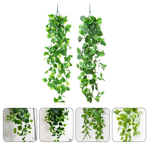 HEMOTON 2 peças de plantas artificiais penduradas folha falsa de uva para parede, casa, quarto, jard