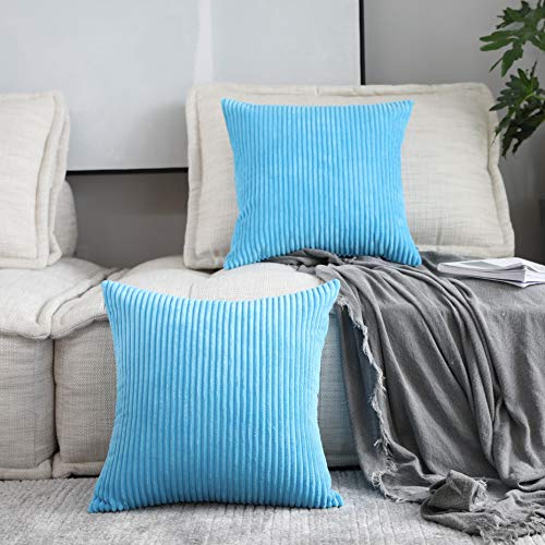 Home Brilliant 2 Pack Decor Supersoft Striped Textured Velvet Corduroy Decorative Throw Toss