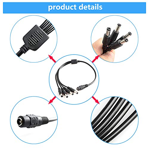 Image of DC Power Y Splitter Cable 1 Female to 4 Male Plug for CCTV Camera (1 to 4)