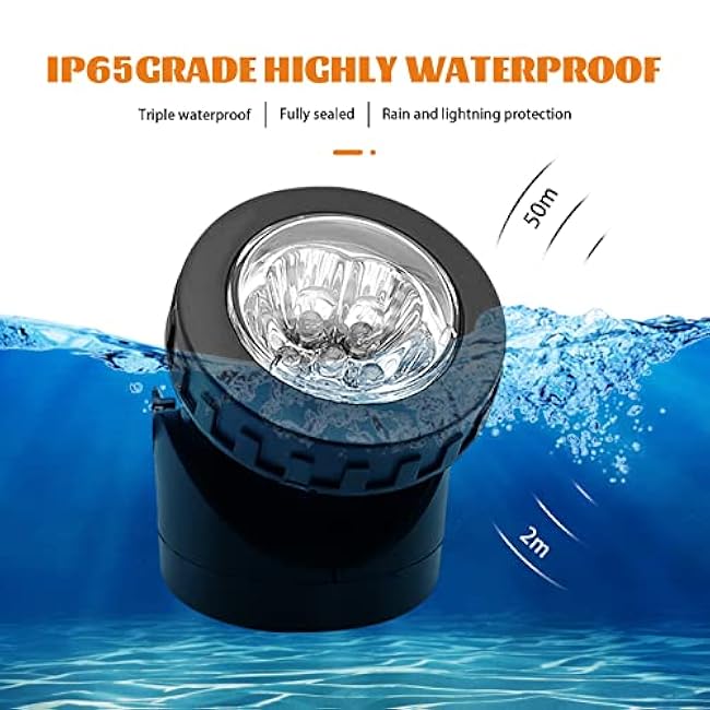 Solar Spot Lights Outdoor, LED Waterproof Pond Light Solar Spotlight Underwater Light Security Lighting Dark Sensing Auto On/Off Adjustable Lighting Angle, for Outdoor Lawn Fish Tank Pool (1 Pack)