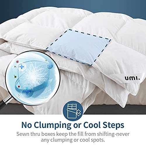 Amazon Brand - Umi Bettdecke 260x220cm Antibakteriell Decke mit weißen Gänsefedern und -daunen und reinem - daunendichtem Baumwollgewebe (Weiß - 4 Jahreszeiten) - Image 4