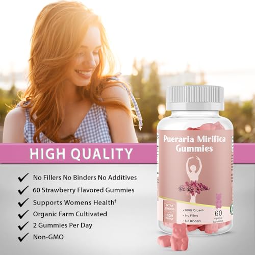 Image of Pueraria Mirifica Gummy Organic Supplement - Pure Root 10:1 Concentrated Extract 60 Veggie Gummies, Premium - for Transgender. Women, Men