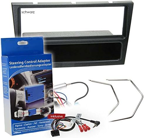 VAUXHALL VECTRA C 02-08 Single DIN Car Radio Installation Kit with Steering Wheel Remote Control Adaptor (Alpine Clarion Kenwood Pioneer, Sony, Zenec), Lead, Aerial Adapter, Black Radio