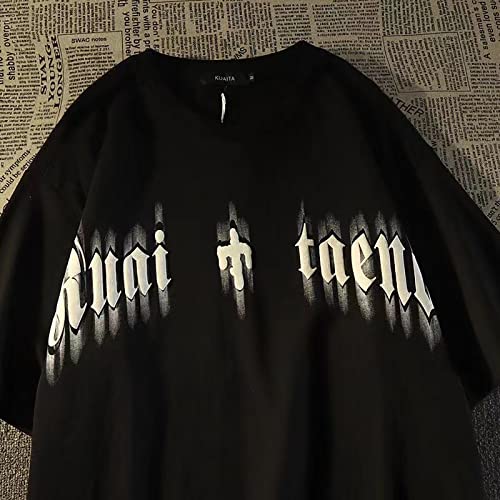 Gothic Casual Loose Oversized T-Shirt Harajuku Street Trend Men and Women Personalized Print Rock Animation Punk2