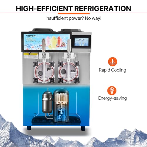 Image of VEVOR Commercial Slushy Machine, 2 x 12L / 3.17 Gal Double Tanks, Cool and Freeze Modes, Stainless Steel Margarita Smoothie Frozen Drink Maker, Slushie Machine for Party Cafes Restaurants Bars Home