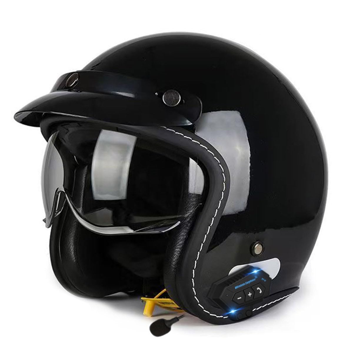 Cascos Half-Helmet Casco Jet Vintage con Visera Solar 3/4 Casco Semi Cubierto Motocicleta Estilo Retro ECEDOT Homologado Cascos Abiertos De Moto para Hombres Y Mujeres