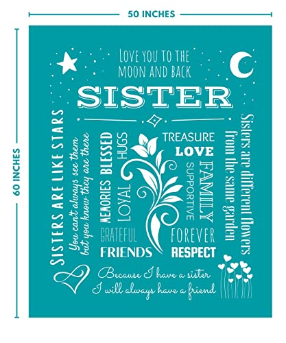 Gifts For Sister Blanket, Birthday Gift For Sister From Sister, Say Happy Birthday Sister With A Snuggly Soft Sister Throw Blanket 60X50 Inches (Teal, Fleece) #TOP3