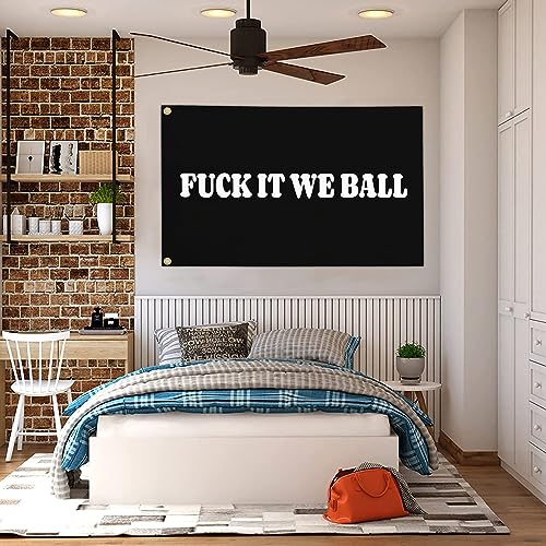 Nasian HTX-101 Fuck It We Ball Flag Pink 3X5 Ft Funny College Dorm Flags thumb #2