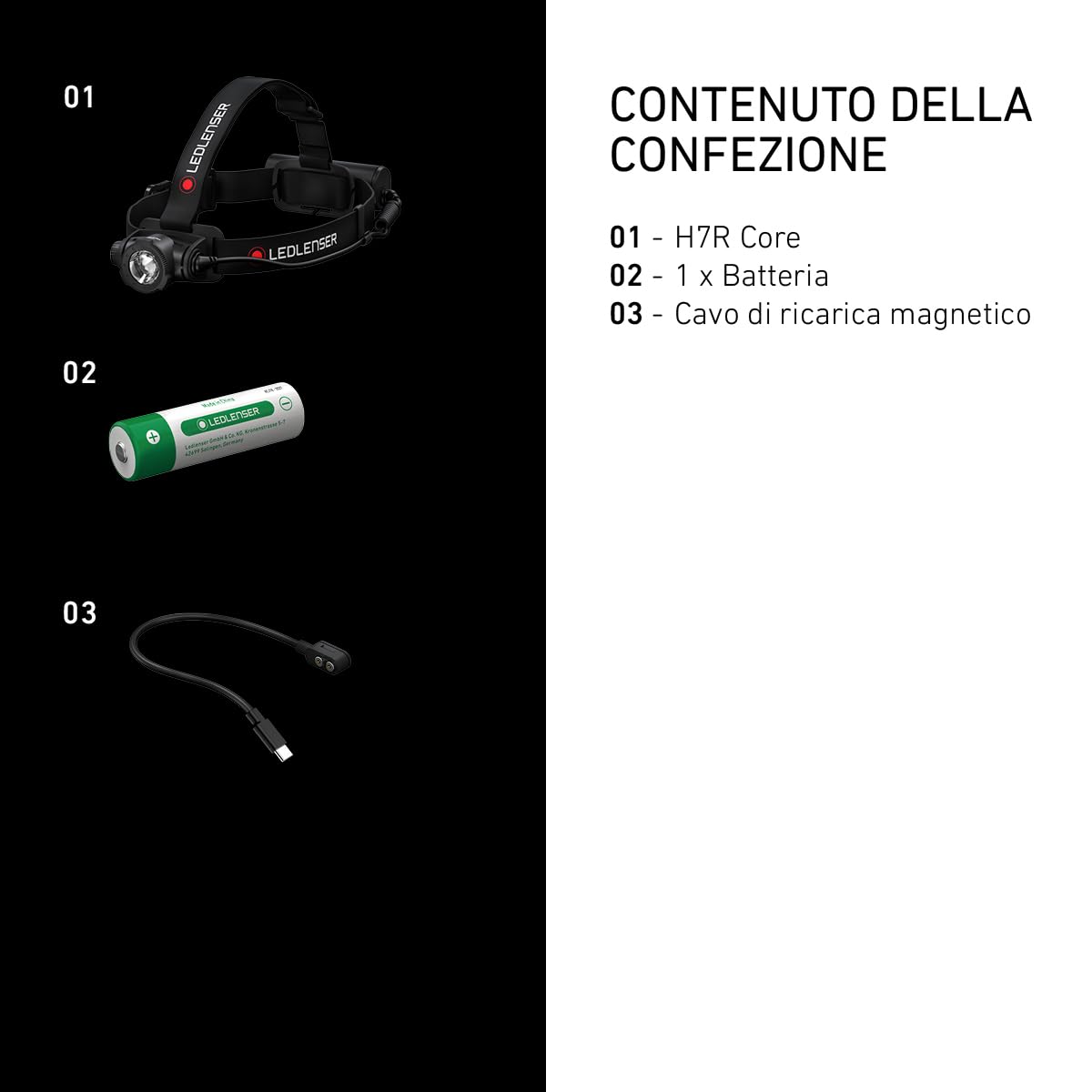 Ledlenser H7R Core Torcia Frontale LED, 1200 Lumen, Ricaricabile con Batteria al Litio, Impermeabile IP67, dimmerabile, Const. Light, Portata Luminosa di 260m, Cavo di ricaricamagnetico USB