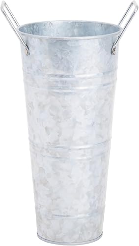 Miniatura 9 de Farmlyn Creek Paquete de 4 cubos de flores galvanizados de 10 pulgadas con asas para decoración de granja de estilo rústico, jarrones de metal para