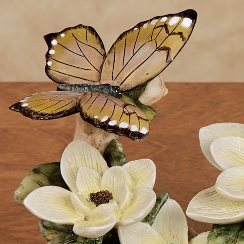 Escultura de Mesa Magnolia Blanca y Mariposa Amarilla miniatura 4