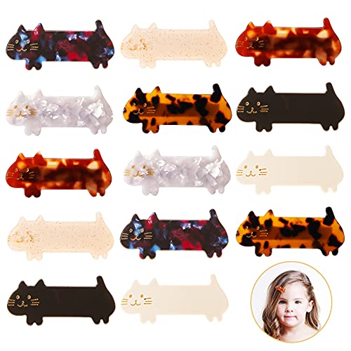 14 Pieces Cat Acrylic Hair Clips Long Cat Barrettes Cute Cat Duckbill Hair Clips Sweet Women Girl Ladies Hair Accessories