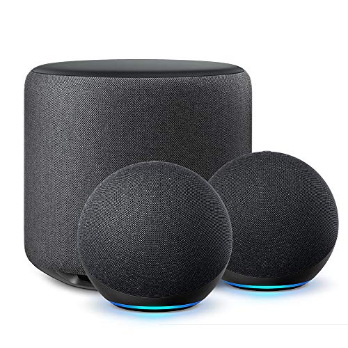 Image of Stereo Pair Starter Kit | 2 Echo (4th Gen) + Echo Sub, Charcoal