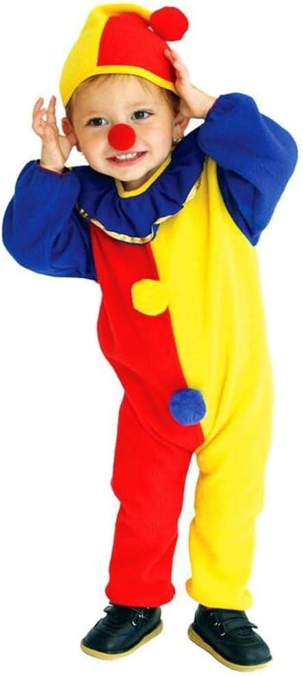 Toddler Clown Costume Halloween Jumpsuit with Hood Carnival Fancy Dress Costume Cosplay