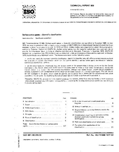 ISO/TR 896:1977, Surface active agents -- Scientific classification Paperback – 23 Aug. 2007