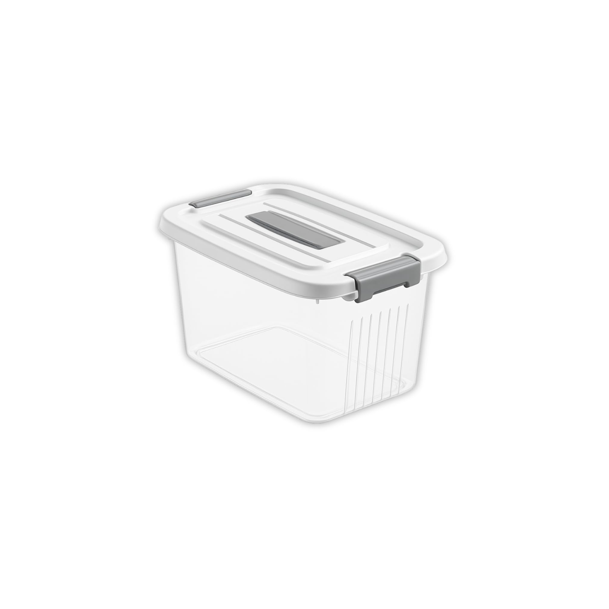 KREPS Clear Storage Container Box, Stackable Storage Bin with Lid, Plastic Container with Heavy Duty Latches to Organize, White Lid. (SMALL - 9.5 X 7 X 5.5 INCH, PACK OF - 1)