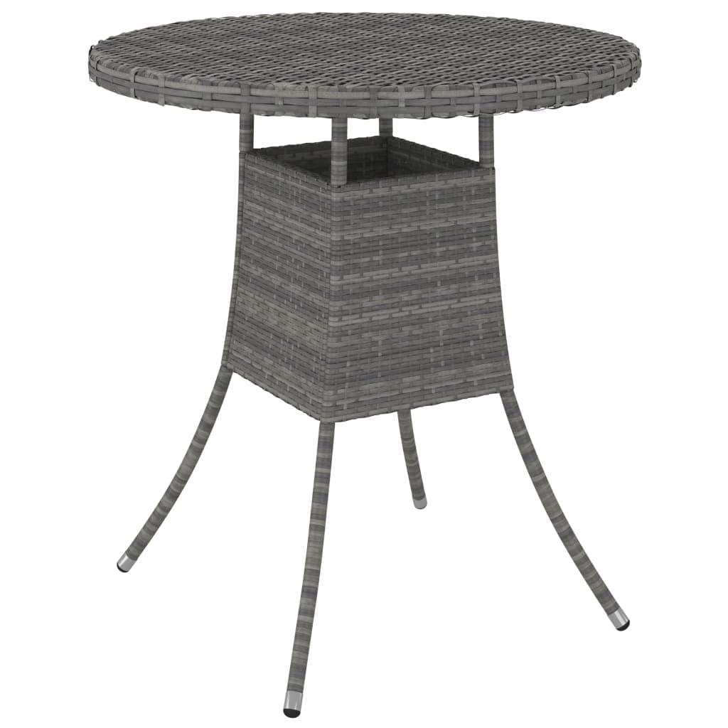 Table de jardin gris 70x70x73 cm en résine tressée pour repas d'extérieur