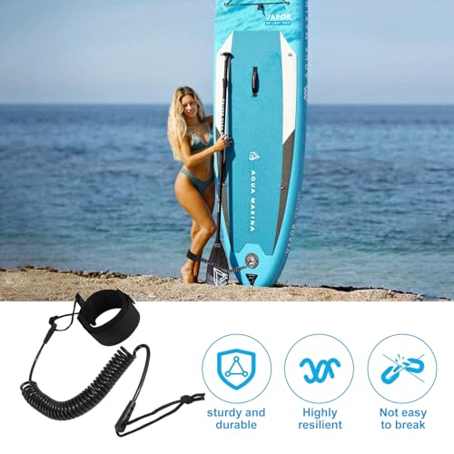 FLOWERUN Surf Leash 5mm für SUP, Fußschlaufe für Surfboard, Rutschfestes Neopren, Salzwasserbeständig, Surf Zubehör für Damen Herren Kinder (Schwarz)