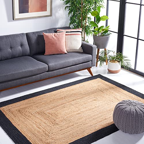 Tapete decorativo SAFAVIEH 4' x 6' Natural y negro miniatura 1