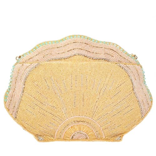 Image of Mary Frances Ebb & Flow Beaded Seashell Crossbody Clutch Handbag, Multi