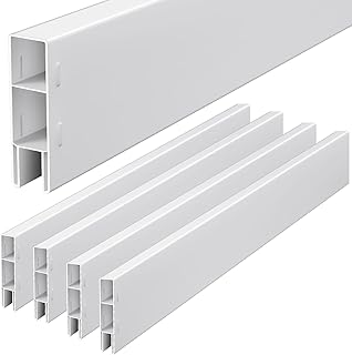 4 Pcs 6ft Vinyl Fence PVC Pocket Rails for Privacy White PVC Panel Parts Vinyl Fence Toppers for Outdoor Pool Ranch Patio - 1-1/2" X5-1/2" X72"(Total Length 24 Ft)