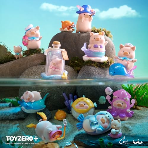Image of TOYZERO + Lulu The Piggy Blind Box Figures - Ocean Series Blind Boxes Mystery Box Cute Animal Figures Collectibles Home Desk Decorations Holiday Birthday Gifts, Singel Box