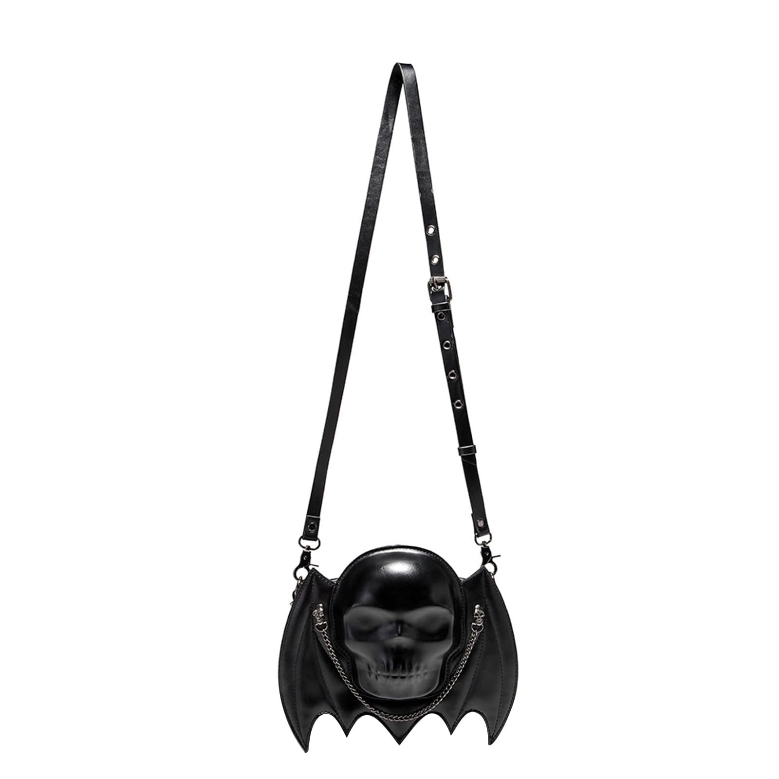 antianzhizhuang Crossbody Purse,Women Girl Punk Skull Bat Wing Black Crossbody Bag Halloween Purse with Chain Creative Adjustable Strap Shoulder Bag