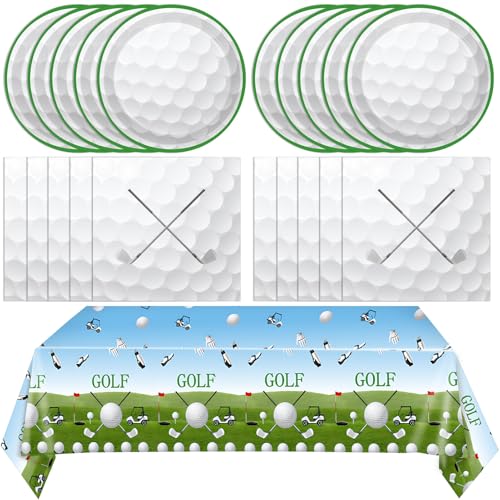 Image of 41PCS Golf Party Decorations Golf Sport Themed Party Supplies Include Golf Plates and Napkins Set,Plastic Tablecloth for Birthday Baby Shower Retirement Party,Serve 20