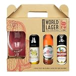 Brew House World Lager Selection Gift Box, includes 3x330ml Lagers and Chalice Glass, Gift Set for Lager Lovers, Premium Packaging for Birthdays and Christmas