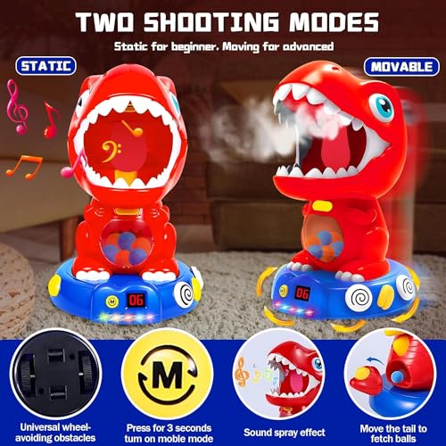 Jouet de tir Dinosaure pour garçons 4-6 Ans+ – Cibles Mobiles, Effets sonores et vaporisation, Dinosaure pour Enfants 3-7 Ans avec 2 Pistolets et 24 balles en Mousse, Cadeau garçon 5 Ans et Filles – Image 4
