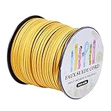 Pandahall 100yards/roll Leather Lace Beading Thread Faux Suede Cord String with Roll Spool 300feet (Gold)