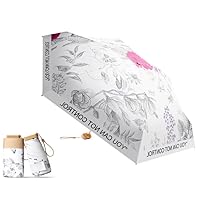 KCKEYS Flower Pattern Pocket Umbrellas, Small Portable Compact Folding Light Weight Umbrella,Parasol Sun Protection Fun Summer Travel Rain Umbrella (Flowers Birds)